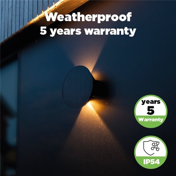 Aplique LED para exterior com painel solar frontal BELKA, com luz ascendente e descendente, 9W 280Lm, 3000K