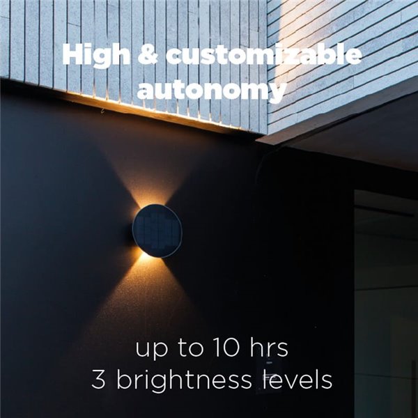 Aplique LED para exterior com painel solar frontal BELKA, com luz ascendente e descendente, 9W 280Lm, 3000K