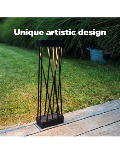 Baliza LED solar con estaca al suelo SPIDO, de diseño elegante negro, 10,5W, 900Lm, 3000K