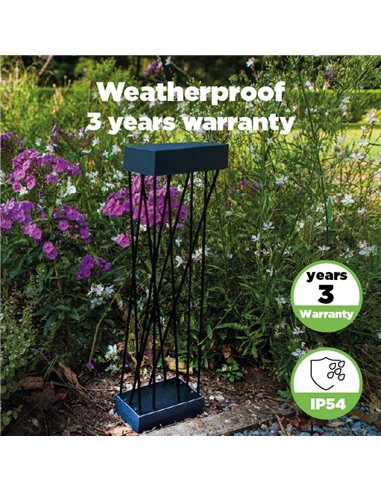 Baliza LED solar con estaca al suelo SPIDO, de diseño elegante negro, 10,5W, 900Lm, 3000K