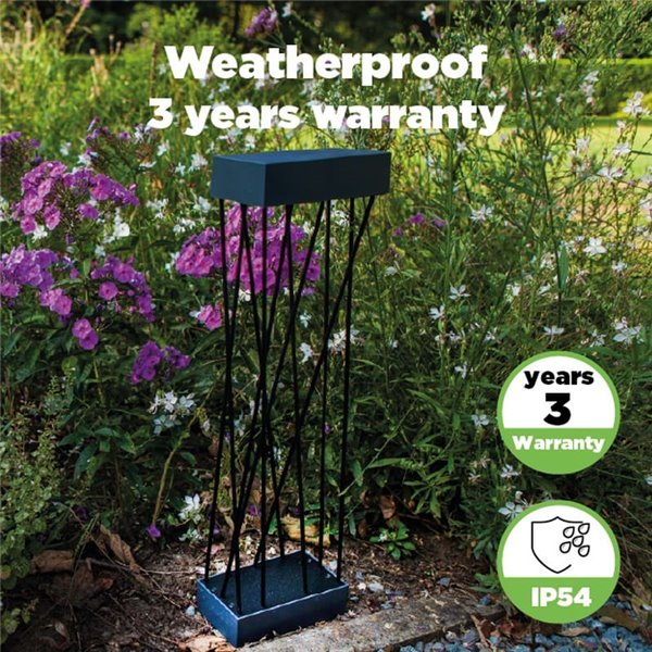 Baliza LED solar con estaca al suelo SPIDO, de diseño elegante negro, 10,5W, 900Lm, 3000K