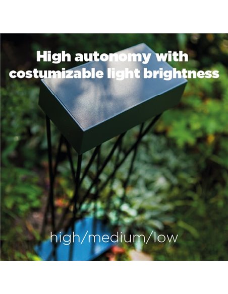 Baliza LED solar con estaca al suelo SPIDO, de diseño elegante negro, 10,5W, 900Lm, 3000K