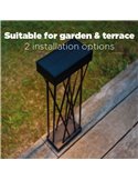 Baliza LED solar con estaca al suelo SPIDO, de diseño elegante negro, 10,5W, 900Lm, 3000K