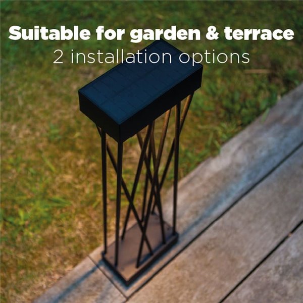 Baliza LED solar con estaca al suelo SPIDO, de diseño elegante negro, 10,5W, 900Lm, 3000K