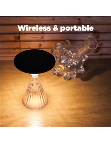 Luz LED portátil de mesa solar MIYI, diseño elegante en cristal con panel solar, 3,8W 300Lm, 3000K
