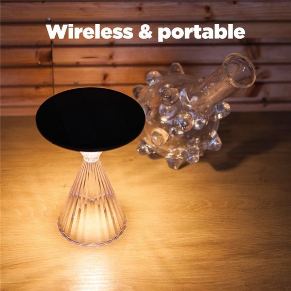 Luz LED portátil de mesa solar MIYI, diseño elegante en cristal con panel solar, 3,8W 300Lm, 3000K