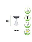 Luz LED portátil de mesa solar MIYI, diseño elegante en cristal con panel solar, 3,8W 300Lm, 3000K