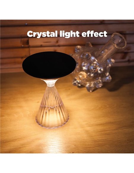 Luz LED portátil de mesa solar MIYI, diseño elegante en cristal con panel solar, 3,8W 300Lm, 3000K