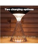 Luz LED portátil de mesa solar MIYI, diseño elegante en cristal con panel solar, 3,8W 300Lm, 3000K