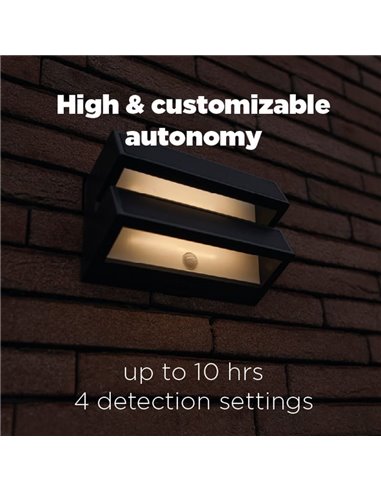 Aplique LED de parede dupla com painel solar e sensor PIR, BARLO, 8,2W 950Lm, 4000K, cinza escuro