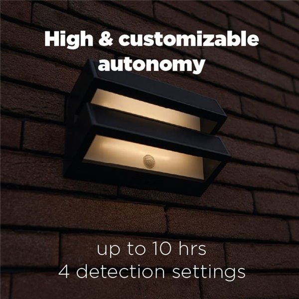 Aplique LED de pared doble con panel solar y sensor PIR, BARLO, 8,2W 950Lm, 4000K, gris oscuro