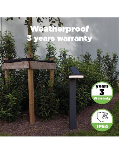 Balise LED avec panneau solaire orientable et capteur RUNDA PIR, anthracite, arrondie, 12W 1300Lm, 4000K