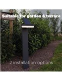 Baliza LED con panel solar ajustable y sensor PIR RUNDA, antracita, redondeo, 12W 1300Lm, 4000K