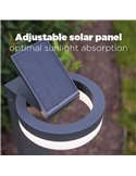 Baliza LED con panel solar ajustable y sensor PIR RUNDA, antracita, redondeo, 12W 1300Lm, 4000K