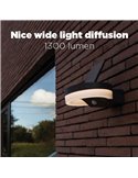 Aplique LED con panel solar ajustable y sensor PIR RUNDA, 12W 1300Lm, 3000K