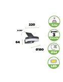 Aplique LED con panel solar ajustable y sensor PIR RUNDA, 12W 1300Lm, 3000K