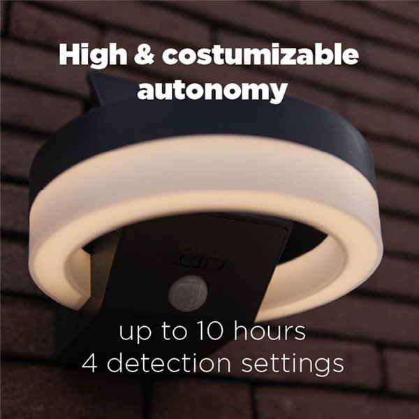 Aplique LED con panel solar ajustable y sensor PIR RUNDA, 12W 1300Lm, 3000K