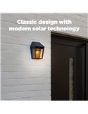 Aplique de pared exterior de estilo clásico AVONY, con sensor de movimeinto y panel solar, E27, negro