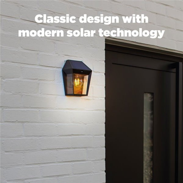 Aplique de pared exterior de estilo clásico AVONY, con sensor de movimeinto y panel solar, E27, negro