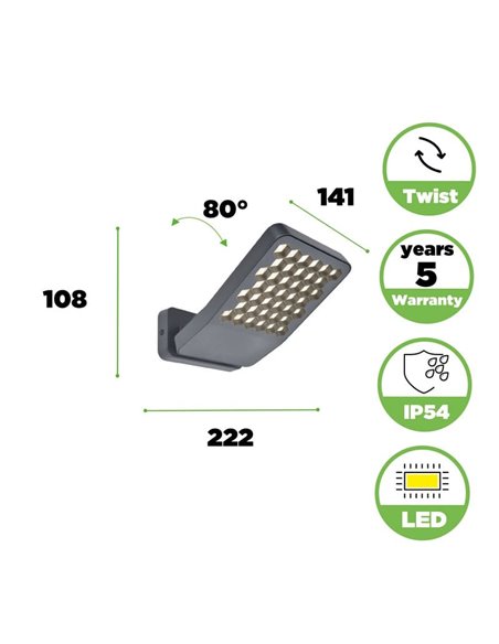 Applique LED rectangulaire en aluminium forme nid d'abeille ATLANTIS, 13,7W 2200Lm/2350Lm - 3000K/4000K