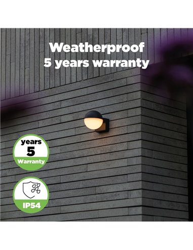 Lámpara de pared LED exterior en forma de globo LOOMA, con luz giro 270º, 7,8W 1150Lm, 3000K