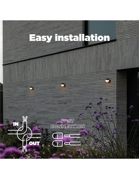 Candeeiro de parede LED para exterior em forma de globo LOOMA, com luz giratória 270º, 7,8W 1150Lm, 3000K