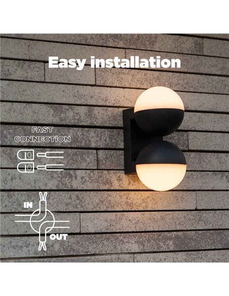 Lámpara de pared LED exterior doble en forma de globo LOOMA, con luz giro 270º, 15,6W 2300Lm, 3000K