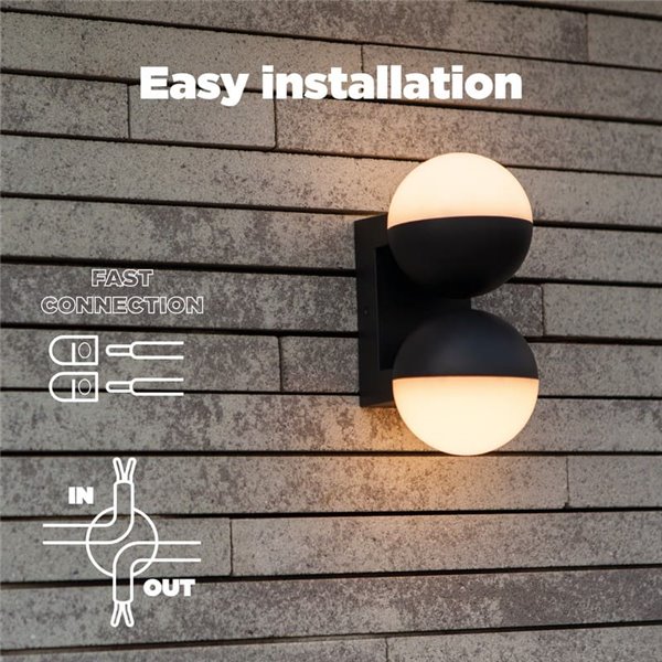 Lámpara de pared LED exterior doble en forma de globo LOOMA, con luz giro 270º, 15,6W 2300Lm, 3000K
