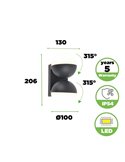Lámpara de pared LED exterior doble en forma de globo LOOMA, con luz giro 270º, 15,6W 2300Lm, 3000K