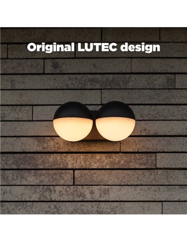 Lámpara de pared LED exterior doble en forma de globo LOOMA, con luz giro 270º, 15,6W 2300Lm, 3000K