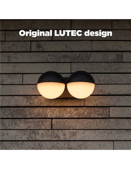 Lámpara de pared LED exterior doble en forma de globo LOOMA, con luz giro 270º, 15,6W 2300Lm, 3000K