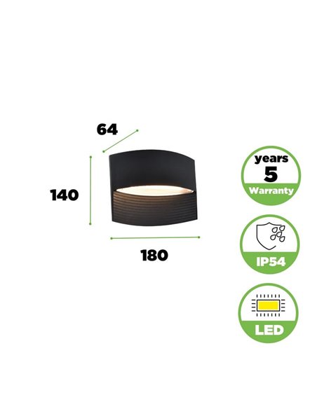 Aplique LED con luz ascendente y descendente LOTUS, 8,5W 1200Lm, 3000K