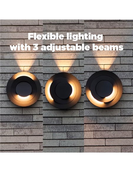 Aplique LED de exterior MOOV con 2 cabezales ajustables y un haz de luz fijo, 7,8W 550Lm, 3000K