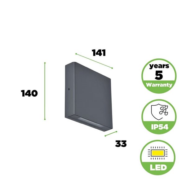 Aplique cuadrado exterior LED con luz arriba y abajo PILI, 8,5W 1310Lm, 4000K