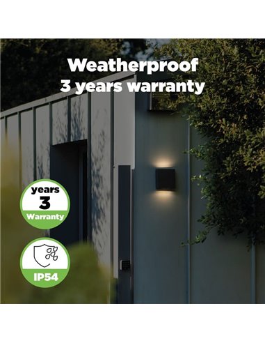 Applique murale d'extérieur carrée LED avec éclairage haut et bas PILI, 8,5W 1310Lm, 4000K