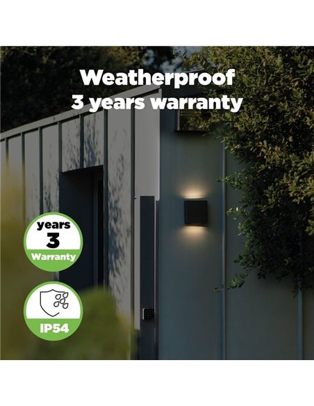 Aplique cuadrado exterior LED con luz arriba y abajo PILI, 8,5W 1310Lm, 4000K
