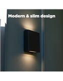 Aplique cuadrado exterior LED con luz arriba y abajo PILI, 8,5W 1310Lm, 4000K