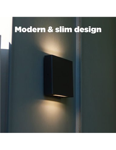 Aplique cuadrado exterior LED con luz arriba y abajo PILI, 8,5W 1310Lm, 4000K