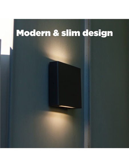 Applique murale d'extérieur carrée LED avec éclairage haut et bas PILI, 8,5W 1310Lm, 4000K