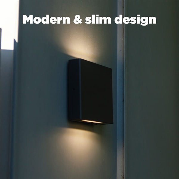 Aplique cuadrado exterior LED con luz arriba y abajo PILI, 8,5W 1310Lm, 4000K