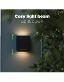 Aplique cuadrado exterior LED con luz arriba y abajo PILI, 8,5W 1310Lm, 4000K