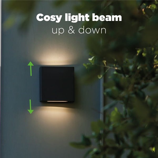 Aplique cuadrado exterior LED con luz arriba y abajo PILI, 8,5W 1310Lm, 4000K