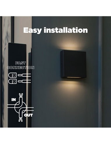 Applique murale d'extérieur carrée LED avec éclairage haut et bas PILI, 8,5W 1310Lm, 4000K