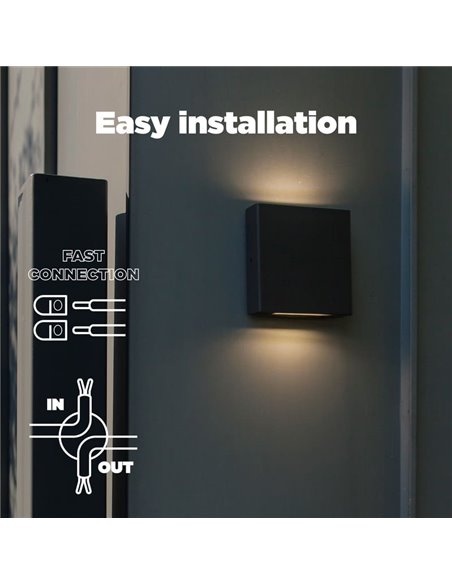 Aplique cuadrado exterior LED con luz arriba y abajo PILI, 8,5W 1310Lm, 4000K