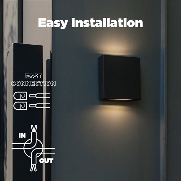 Aplique cuadrado exterior LED con luz arriba y abajo PILI, 8,5W 1310Lm, 4000K