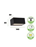Aplique exterior LED GEMINI, con luz bidireccional, negro, 8,8W 1245Lm, 3000K