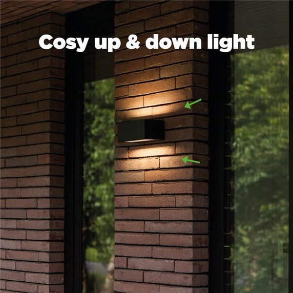 Aplique exterior LED GEMINI, con luz bidireccional, negro, 8,8W 1245Lm, 3000K