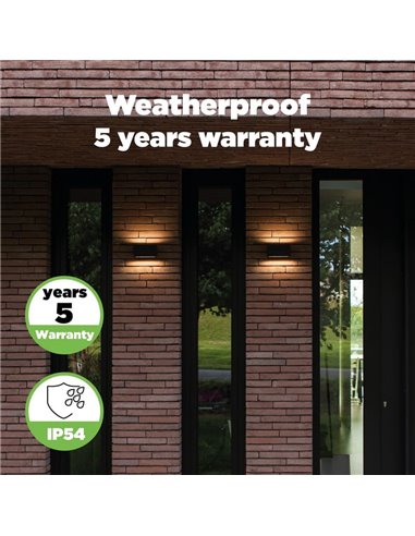 Aplique exterior LED GEMINI, con luz bidireccional, negro, 8,8W 1245Lm, 3000K