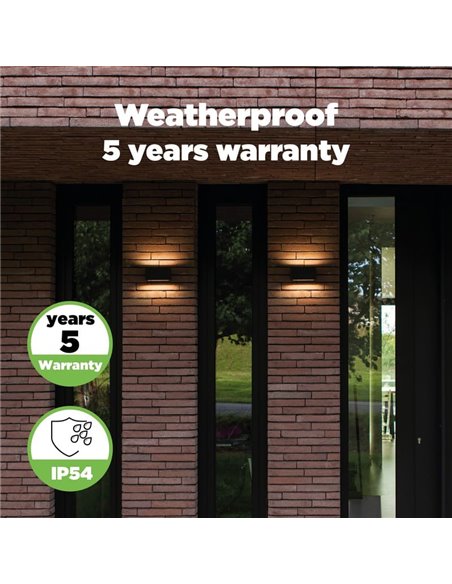 Aplique LED para exterior GEMINI, com luz bidirecional, preto, 8,8W 1245Lm, 3000K
