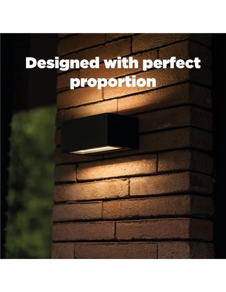 Aplique exterior LED GEMINI, con luz bidireccional, negro, 8,8W 1245Lm, 3000K